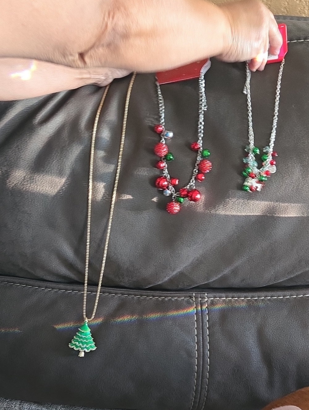 Festive Green Christmas Tree Pendant Necklace - Women Jewelry